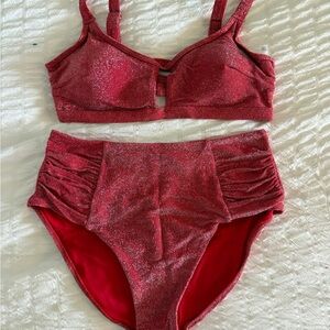 Sparkly Red Plus Size Swim